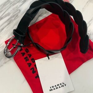 Isabel Marant Black Leather Zigza Belt